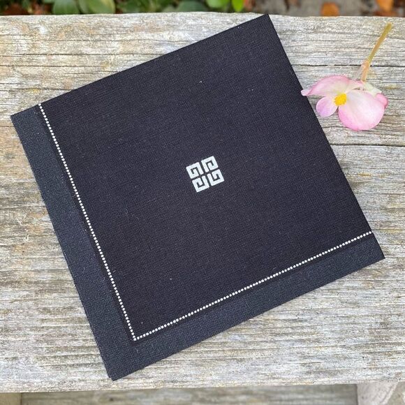 Set of 12 Black & White Givenchy Logo Cloth Cocktail Napkins. New! - Picture 2 of 6